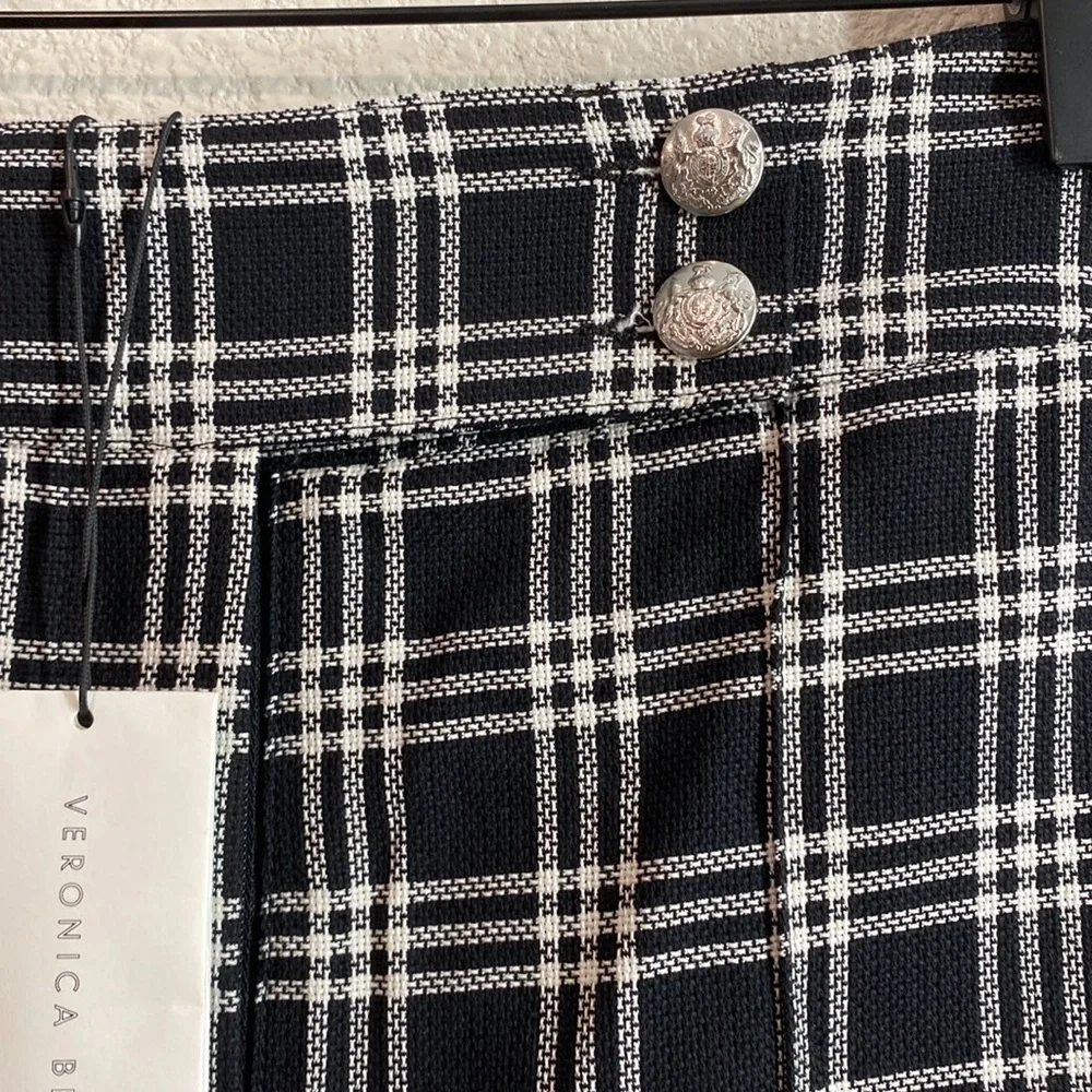 VERONICA‎ BEARD Saira Check Culotte Shorts In Black White Black, size 2 - Picture 7 of 14